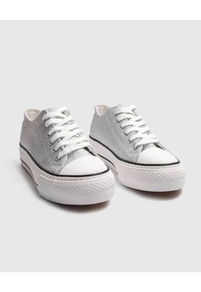 Tenis Para Mujer Canvas Color Plata Marca Ostu #40720183