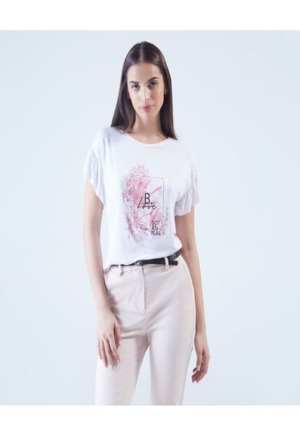 Camiseta Para Mujer Manga Corta Color Blanco Marca Ostu #40091705