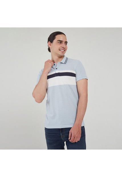 Polo Para Hombre Cuello Tejido Sin Bolsillo Color Azul  Marca Ostu #60110544