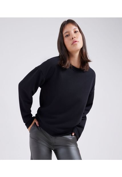 Buzo Para Mujer Cuello Redondo Color Negro Marca Ostu #40060306