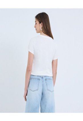 Camiseta Para Mujer Manga Corta Cuello Redondo Color Hueso Marca Ostu #40092438