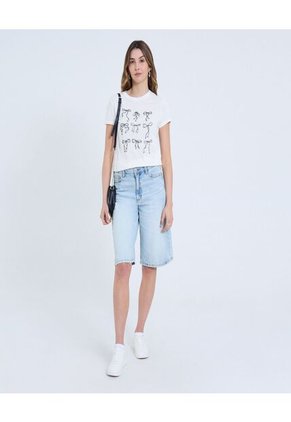 Camiseta Para Mujer Manga Corta Cuello Redondo Color Hueso Marca Ostu #40092438