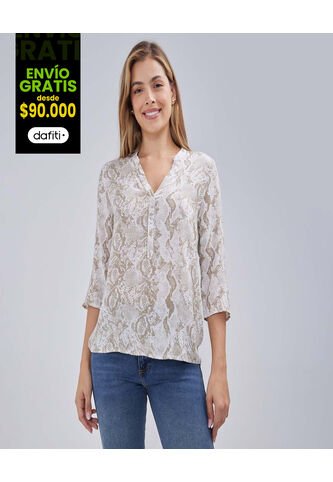 Blusa Para Mujer Manga 3/4 Color Verde  Marca Ostu #40121035 Ostu