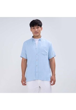 Camisa Para Hombre Manga Corta Con Bolsillo Color Azul  Marca Ostu #60010756