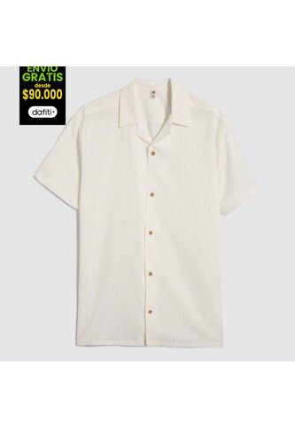 Camisa Para Hombre Manga Corta Sin Bolsillo Color Crema Marca Ostu #60010730 Ostu