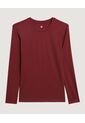 Camiseta  Para Mujer Manga Larga Cuello Redondo Color Vino Marca Ostu #40092816 de Ostu