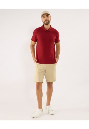 Polo Para Hombre Cuello Maquina Sin Bolsillo Color Vino Marca Ostu #60110848