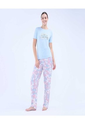 Camiseta Para Mujer Manga Corta Color Azul  Marca Ostu #40092285