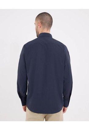 Camisa  Para Hombre Manga Larga Con Bolsillo Cuello Casual M Color Azul Marca Ostu #60010899