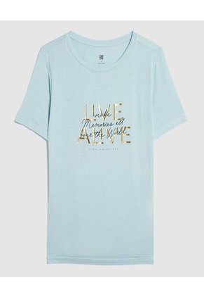 Camiseta Para Mujer Manga Corta Color Azul  Marca Ostu #40092285