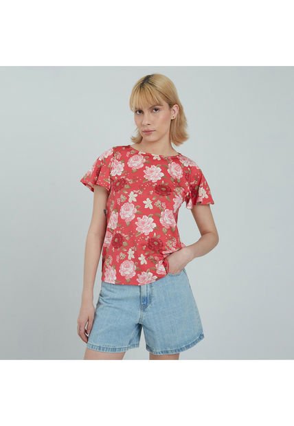 Camiseta Para Mujer Manga Corta Color Rosado Oscuro Marca Ostu #40091786
