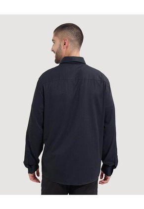 Camisa Para Hombre Manga Larga Con Bolsillo Cuello Casual M Color Negro Marca Ostu #60010795
