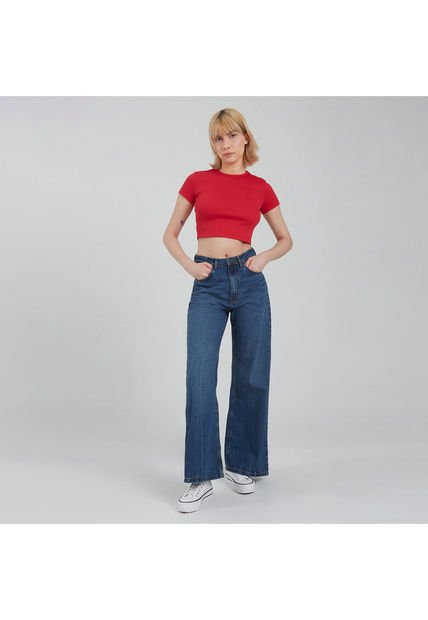 Crop Top Para Mujer Manga Corta Color Rojo Marca Ostu #40091830