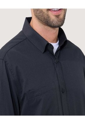 Camisa Para Hombre Manga Larga Con Bolsillo Cuello Casual M Color Negro Marca Ostu #60010795