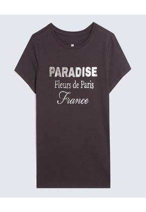 Camiseta Para Mujer Manga Corta Cuello Redondo Color Negro Marca Ostu #40092376