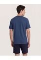 Camiseta  Para Hombre Manga Corta Cuello Redondo Color Azul Marca Ostu #60091956 de Ostu