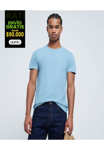 Camiseta Para Hombre Manga Corta Color Azul Medio Marca Ostu #60091105 Ostu