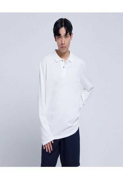 Polo Para Hombre M/L Cuello Tejido Sin Bolsillo Color Blanco Marca Ostu #60110625