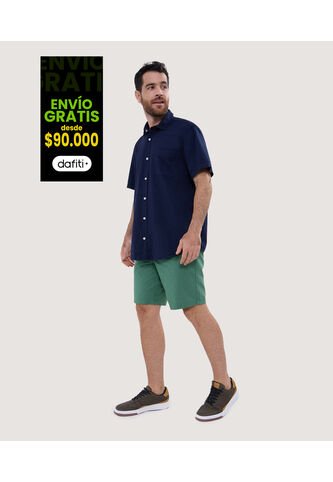 Camisa Para Hombre Manga Corta Con Bolsillo Color Azul  Marca Ostu #60010660 Ostu