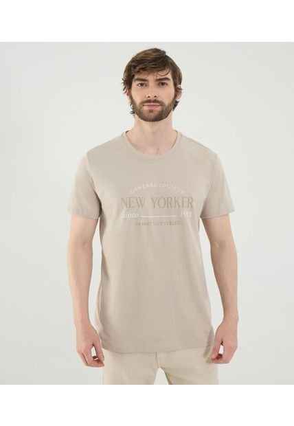 Camiseta Para Hombre Manga Corta Cuello Redondo Color Beige Marca Ostu #60091709