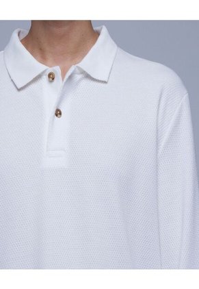 Polo Para Hombre M/L Cuello Tejido Sin Bolsillo Color Blanco Marca Ostu #60110625