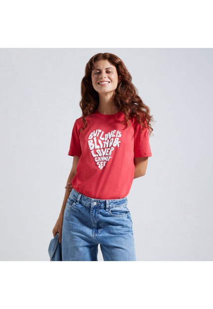 Camiseta Para Mujer Manga Corta Color Rojo Marca Ostu #40091865