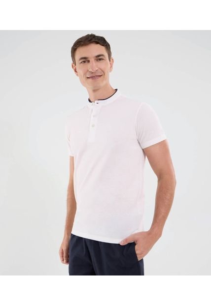 Polo Para Hombre Cuello Mao Sin Bolsillo Color Marfil Marca Ostu #60110779