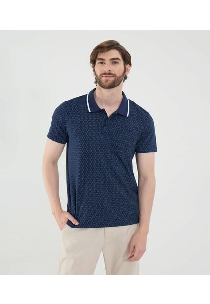 Polo Para Hombre Cuello Tejido Con Bolsillo Color Azul Marca Ostu #60110803