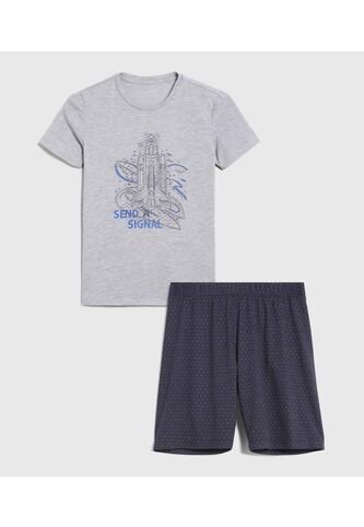 Pijama Infantil Niño M/C P/C Color Gris Marca Ostu #80040097 Ostu