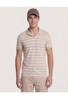 Polo Para Hombre Cuello Tejido Sin Bolsillo Color Avena Marca Ostu #60110853