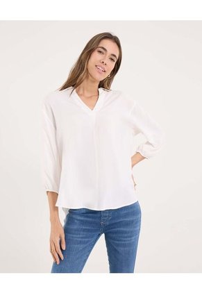 Camisa Para Mujer Manga 3/4 Color Crema Marca Ostu #40010339