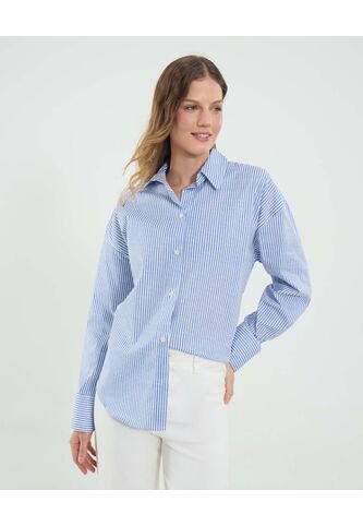 Camisa Para Mujer Manga Larga Color Azul Marca Ostu #40010334 Ostu