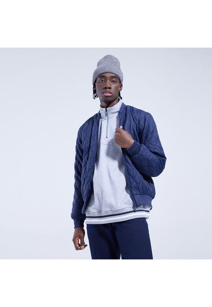 Chaqueta Para Hombre Bomber Color Azul  Marca Ostu #60080106