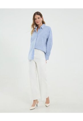 Camisa Para Mujer Manga Larga Color Azul Marca Ostu #40010334