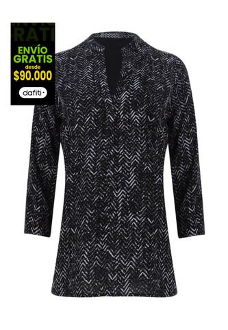 Blusa Para Mujer Manga 3/4 Color Negro Marca Ostu #40120456 Ostu