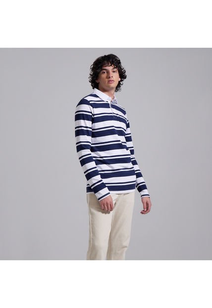 Polo Para Hombre Cuello Maquina Sin Bolsillo Color Azul  Marca Ostu #60110517