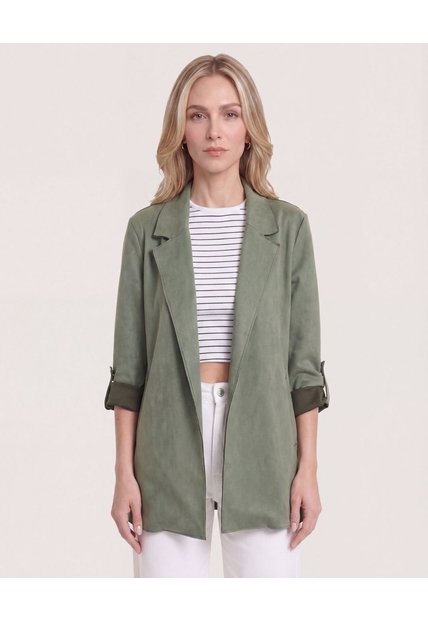 Blazer Unicolor  Para Mujer Verde Ostu