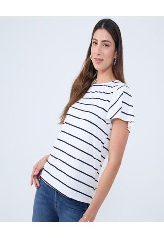 Camiseta Para Mujer Manga Corta Cuello Redondo Color Crudo Marca Ostu #40092420 Ostu