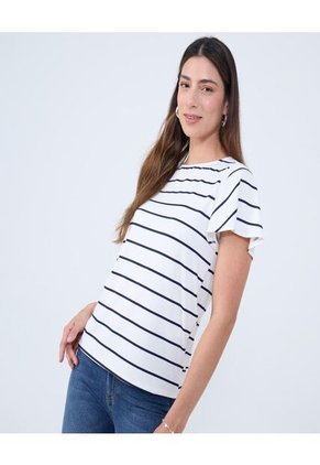 Camiseta Para Mujer Manga Corta Cuello Redondo Color Crudo Marca Ostu #40092420