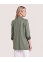 Blazer Unicolor  Para Mujer Verde Ostu de Ostu