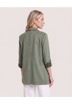 Blazer Unicolor Para Mujer Verde Ostu
