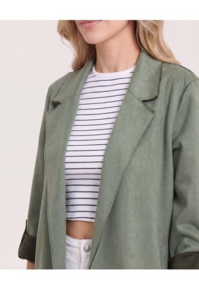 Blazer Unicolor Para Mujer Verde Ostu