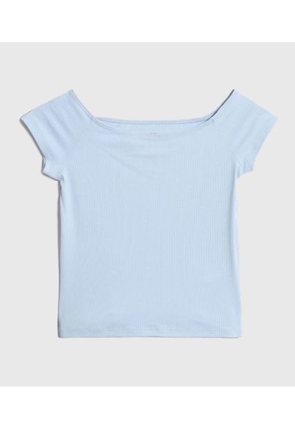 Camiseta Infantil Niña Manga Corta Cuello Redondo Color Celeste Marca Ostu #90090320