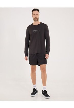 Camiseta Para Hombre Manga Larga Cuello Redondo Color Negro Marca Ostu #60091734