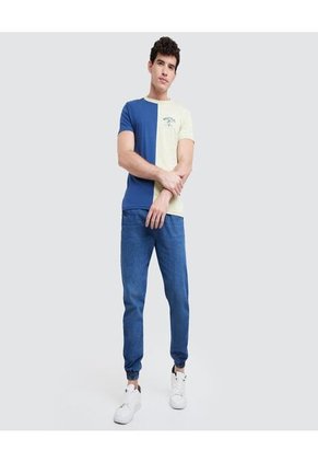 Camiseta Para Hombre Manga Corta Color Azul  Marca Ostu #60090814