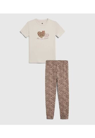Pijama Infantil Niña M/C P/L Color Camel Marca Ostu #90040085 Ostu