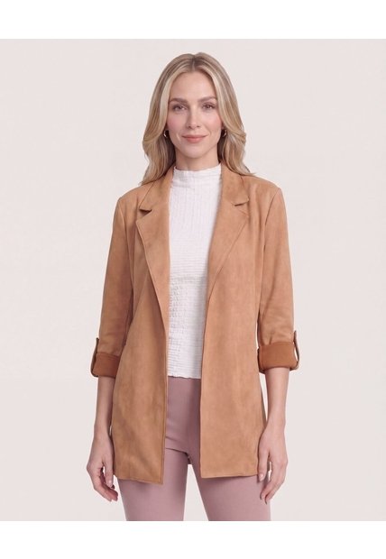 Blazer Unicolor  Para Mujer Camel Ostu