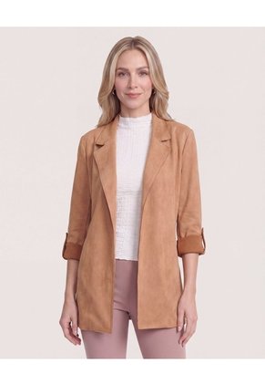 Blazer Unicolor Para Mujer Camel Ostu