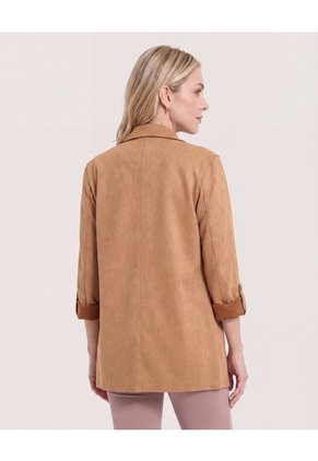 Blazer Unicolor Para Mujer Camel Ostu