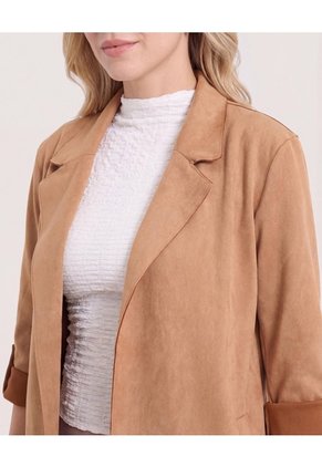 Blazer Unicolor Para Mujer Camel Ostu